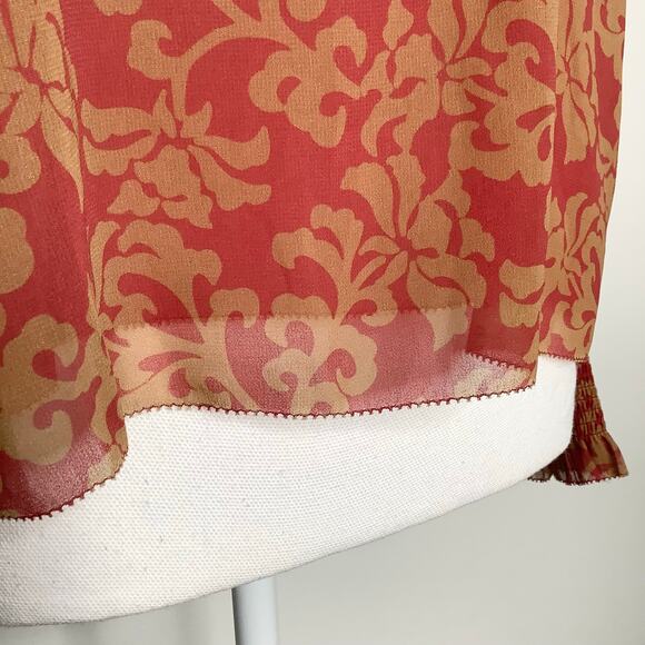 Aritzia Wilfred Valencia Rosy Red Maplewood Mock Neck Puff Sleeve Blouse XS - Picture 5 of 10